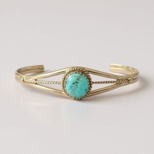 Handmade Native American Turquoise & Sterling Silver Cuff Bracelet Esther White
